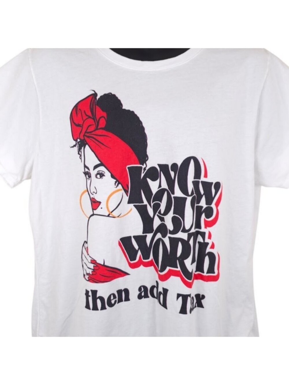 Know Your Worth T Shirt Womens Size 2XL White Then Add Tax